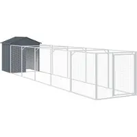vidaXL Niche pour chiens avec toit Anthracite 117x609x123 cm Acier galvanisé