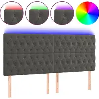 vidaXL Tête de lit LED gris foncé 180x7x118/128 cm velours