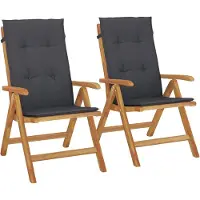 vidaXL Chaises de jardin avec coussins 2 pcs. Bois massif teck