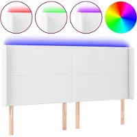 vidaXL Tête de lit LED blanc 203x16x118/128 cm similicuir