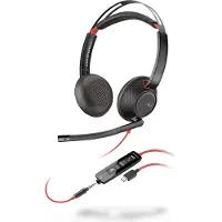HP Poly POLY Blackwire 5220 Casque Avec fil Arceau Appels/Musique USB Type-C Noir, Rouge