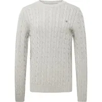 Gant Regular Fit Pull en maille Col rondgris, Unicolore