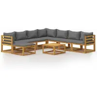vidaXL Salon de jardin 9 pcs avec coussin Bois d'acacia solide