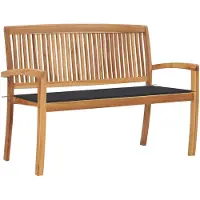 vidaXL Banc de jardin empilable avec support 128,5 cm bois massif teck
