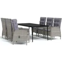 vidaXL Ensemble de jardin 7 pièces avec coussins Gris et noir