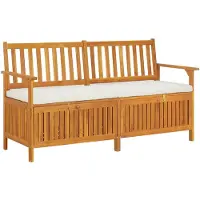 vidaXL Banc coffre avec coussins 148 cm bois massif acacia
