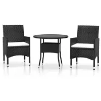 vidaXL Ensemble de jardin 3 pièces Poly rotin noir