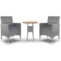 vidaXL Ensemble à manger de jardin 3 pcs Résine tressée Gris