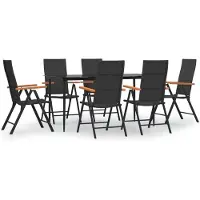 vidaXL Ensemble de jardin 7 pièces noir et brun poly rotin
