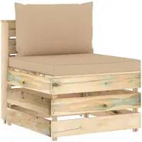 vidaXL Canapé central modulaire avec coussin vert Bois imprégné