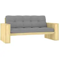 vidaXL Banc de jardin avec coussins gris 179 cm Bois de pin imprégné