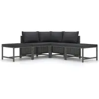 vidaXL Ensemble de salon de jardin 5 pièces avec coussins Gris Poly Rattan