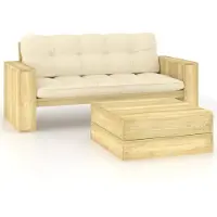 vidaXL ensemble salon de jardin 2 pièces avec coussins Pin imprégné
