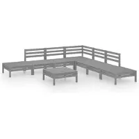 vidaXL 8-tlg. Set de salon de jardin Massivholz Kiefer Grau