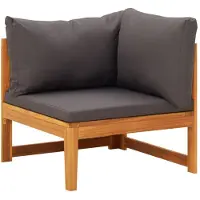 vidaXL Ecksofa mit Dunkelgrauen Kissen Massivholz Akazie