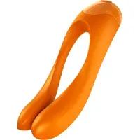 Satisfyer Candy Cane - vibromasseur double étanche rechargeable - orange