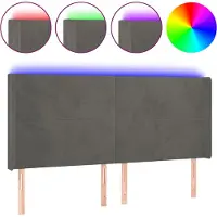 vidaXL Tête de lit LED gris foncé 163x16x118/128 cm velours