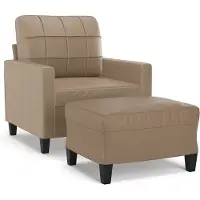 vidaXL Fauteuil avec pouf cappuccino brun 60 cm simili-cuir