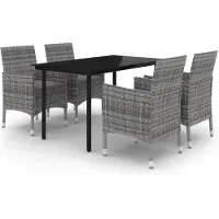 vidaXL Ensemble de jardin 5 pièces avec coussins Poly rotin et verre