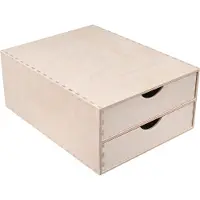 Autre Creative Deco Petite Commode Bois 2 Tiroir 33 x 25 x 13,5 cm Rangement Bureau Organiseur Bureau Petit Meuble Rangement