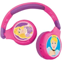 Disney Princess Casque d'écoute Disney Princess pour enfants, 2en1, connexion par câble Bluetooth, pliable
