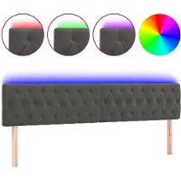 vidaXL Tête de lit LED gris foncé 180x7x78/88 cm velours