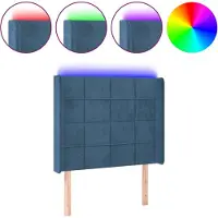vidaXL Tête de lit LED bleu foncé 93x16x118/128 cm velours