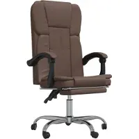 The Living Store Chaise de bureau avec fonction chaise longue Marron similicuir