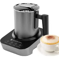 Kitchenbrothers Mousseur à lait électrique - Pour Cappuccino et Latte -3 en 1 : mousse chaude ou froide, chauffage - 240 ML - Noir