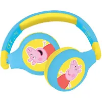 Pipsa Possu Casque d'écoute Peppa Wuz pour enfants, 2 en 1 Bluetooth et connexion par câble, pliable, limiteur