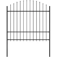vidaXL Clôture de jardin avec pointes de lance Acier (1,5 - 1,75) x 1,7 m Noir