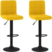 vidaXL Tabouret de bar 2 pcs jaune moutarde velours