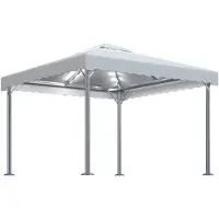 vidaXL Pavillon avec guirlande lumineuse LED 300x300 cm blanc crème aluminium