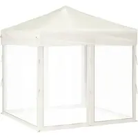 vidaXL Tente de réception pliante avec parois latérales Crème 2x2 m