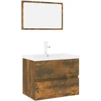 vidaXL Ensemble de meubles de salle de bain chêne fumé bois composite