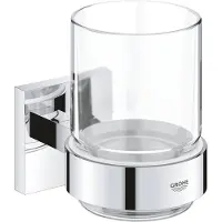 GROHE QuickFix - Start Cube - Verre en cristal avec support - Finition Chromée 41097000 (à visser ou à coller)