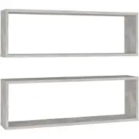 vidaXL Étagères cube murales 2 pcs gris béton bois d'ingénierie
