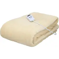 Alpina Couverture électrique - Couverture chauffante pour 1 personne 130 x 180 cm - Couverture chauffante électrique - Couverture chauffante à 10 niveaux - Couverture électrique en polaire - Beige