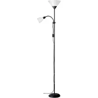 Brilliant Lèche-plafond Spari avec bras de lecture | lampadaire fonctionnel | noir/blanc | 1x E27 max. 60 W & 1x E14 max. 25 W | IP20