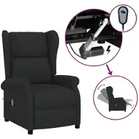 vidaXL Fauteuil à oreilles avec fonction de couchage Électrique Noir Tissu