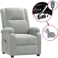 vidaXL Fauteuil relax électrique gris clair velours