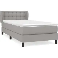 vidaXL Lit boxspring avec matelas gris clair 100x200 cm Tissu