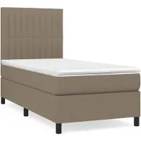 vidaXL Lit boxspring avec matelas Taupe 100x200 cm Tissu