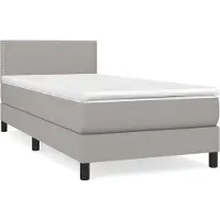 vidaXL Lit boxspring avec matelas gris clair 100x200 cm Tissu
