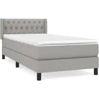 vidaXL Lit boxspring avec matelas gris clair 90x190 cm Tissu