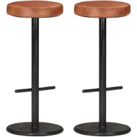 vidaXL Tabouret de bar 2 pcs. Cuir véritable marron