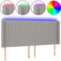 vidaXL Tête de lit LED gris clair 183x16x118/128 cm Tissu