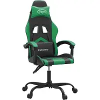 vidaXL Chaise gaming pivotante Noir et vert Simili cuir