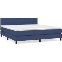vidaXL Lit boxspring avec matelas bleu 160x200 cm Tissu