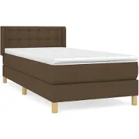 vidaXL Lit boxspring avec matelas brun foncé 90x190 cm Tissu